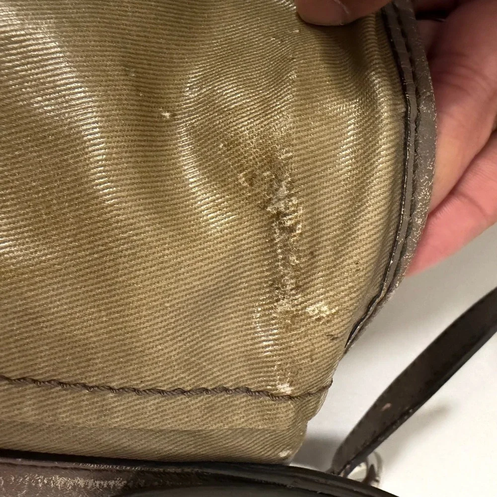 Tod's Shoulder Bag Medium Bronze Coated Canvas Leather Trim Tote + Luxury Hobo